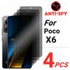 Wolfsay 2/4PCS Privacy Protezione Dello Schermo Per Xiaomi Poco X6 Anti-Spy Vetro Temperato Per Xiaomi Poco X6 5G Pellicola di Vetro Per Xiaomi Poco X6