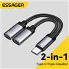 Essager 2 in 1 cavo AUX da tipo C a 3.5mm adattatore per cuffie PD 60W ricarica rapida per iPhone 16 15 Samsung Xiaomi 14 13 Tablet PC