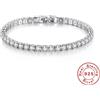 GINSTONELATE Nobile braccialetto in argento sterling S925 con zirconi palla da tennis moda donna semplice fidanzamento gioielli con ciondoli da sposa larghezza 4 mm