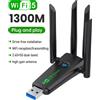 ICANING Adattatore USB WiFi 1300Mbps Dongle Wi-Fi dual band 2.4G/5Ghz USB3.0 Driver ricevitore wireless ad alta velocità 802.11AC a 4 antenne gratuito