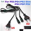 NONE Cavo di alimentazione CA UE USA Cavo di prolunga di alimentazione IEC C7 a 2 pin per PS2 PS3 Slim PS4 PS5 PSP PSVita PSV per lettore CD Radio portatile
