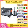 Oscal PowerMax6000 Stazione di alimentazione robusta da 6000 W, batteria LiFePO4 da 3600 Wh a 57600 Wh, 14 prese, uscita doppia tensione 120 V/240 V, Cerchio di vita oltre 3500, Controllo APP