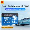 Kodak Scheda MicroSD ad alta resistenza Kodak per scheda di memoria Dash Cam 7/24 registrazione in loop Supporto scheda SD Formato FAT32 U3 V30 100 Mb/s