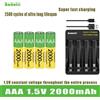Dadolii Caricabatterie di grande capacità, 1,5 V, AAA, 2000 mAh, batteria agli ioni di litio ricaricabile remota, mouse wireless+cavo