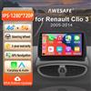 AWESAFE Autoradio Android da 9 pollici per Renault Clio 3 Clio III 2005-2014, CarPlay e Android Auto wireless, Navigazione GPS, Supporto multimediale, Controllo al volante, Amplificatore subwoofer,