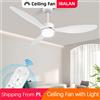 IRALAN Ventilatore da soffitto intelligente IRALAN con luce, motore DC a risparmio energetico, 6 velocità, telecomando, regolazione fluida della luminosità per camera da letto e soppalco