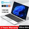 NONE Nuovo Laptop 2026 con Windows 11, Intel Atom x7 A3950, Notebook PC per Gaming, 12GB RAM, 512GB/1TB SSD, 1920*1080, Computer per Ufficio