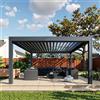 NONE Pergola Bioclimatica in Alluminio 6X4 su Misura per Esterni, Tetto in Metallo a Lamelle, Illuminazione LED, Gazebo Motorizzato Verniciato a Polvere