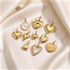 St.delan Ciondolo a Cuore in Acciaio Inossidabile Placcato Oro 14K, Stili Misti con Intarsio in Conchiglia, Charms a Cuore Lisci e Testurizzati per Collane e Gioielli