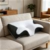 NONE Cuscino Cervicale in Memory Foam, Supporto Ergonomico per il Collo, Allevia il Dolore, Traspirante per Tutte le Posizioni di Sonno, Uso in Letto