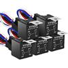 RIGIDON 5 Pezzi 12V 30A / 40A DC Relè Universale con Imbracatura di Socket, SPDT 4 Pin 4 Contatti Relè Relay Relais per Auto Camion Motociclo Barca, Heavy Duty, Impermeabile