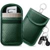 caslord 2 Borse Keyless Go Protection Chiave per Auto | Protettiva Keyless Go in Pelle | con 4 portachiavi | RFID Blocker Portachiavi | S 11.5 x 7.5 cm | Verde