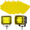 RIGIDON 4 pezzi copriobiettivo impermeabile protettivo, custodia in plastica di colore giallo per cubo 3 pollici x 3 pollici luce da lavoro a led, faretti, fari, fendinebbia, fuoristrada SUV 4x4
