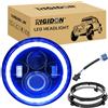 RIGIDON 1x 7 Pollici 50W Fari Led Con Anello Di Montaggio, 5000 LM Faro a Led Bianco + Blu, Rotonde Luci Fuoristrada Hi/Lo Fascio DRL Anteriore Faro Lampada per Wrangler JK TJ LJ CJ Hummer