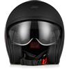 ORIGINE Casco moto Jet Casco da scooter con visiera omologata ECE 22-06(SOLID MATT BLACK,S)