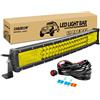 RIGIDON Barra Led Fuoristrada, Curva 22 Pollici 55 cm 270W Barra Luce Led Con 12V Cablaggio Kit, Per Auto Camion SUV ATV 4x4 Veicoli, Impermeabile Faretti Fendinebbia, 3000K Giallo Luci di Lavoro