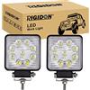 RIGIDON 2x faro da lavoro led, quadrato 4 pollici 27W flood luci 12V 24V | fari di profondità, per auto trattore escavatore camion SUV UTE ATV barca 4x4 veicoli offroad, 6000K bianca, impermeabile
