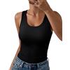 HEEKPEK Canotta Donna Estiva Sexy Canottiera Senza Maniche Tank Top Scollo a U Slim Fit Canotte a Costine Spalla Larga Camicie Casual Elasticizzato Sottogiacca Basic Canottiere Top(Nero,XXL)