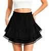 Vicloon Minigonna da Donna a Vita Alta, Stile Bohémien, Gonne Corte Estive, Minigonna a Vita Alta, Elegante Gonna da Ballo con Elastico in Vita, Gonna Corta Versatile in Tinta Unita(Nero, L)