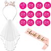Loiina Set di Accessori per Addio al Nubilato Decorazione 15 Pack Gadget Addio Nubilato per Sposa -Velo da Sposa, Sposa di Essere Fusciacca,Fasce di Capelli, 1 Pcs La sposa e 11 Pcs Spille