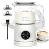 Casimhu Montalatte Elettrico 4 in 1, Cappuccinatore Elettrico per Calda e Fredda, Scaldalatte in Vetro, Macchina Automatica per Caffè Latte, Cioccolata (Bianco)