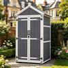 HOMAVO Casetta da Giardino in Legno con Tetto a Falda Protetto UV, Armadio da Esterno, 99.3 × 56.5 × 178 cm, Capanno da Giardino per Giardino, Terrazza, Cortile, Prato