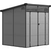 Outsunny Casetta da Giardino 3.24 m² in Resina e Alluminio con 2 Finestre Trasparenti e 2 Prese d'Aria, Capanno Porta Attrezzi con Porte Bloccabili e Tetto Inclinato 190x191x215 cm Grigio Chiaro