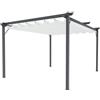 Arreditaly Gazebo Pergola 3 x 4 M Pergolato Con Telo Bianco Impermeabile Retrattile Richiudibile Struttura In Acciaio Per Giardino Terrazzo Piscina Esterno Fiere Campeggio Design Elegante Moderno