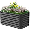 GUIVACI Aiuola rialzata in metallo, 122 x 61 x 61 cm, resistente alle intemperie, in acciaio inox, rettangolare, stabile, aiuola rialzata per esterni, verdure, fiori ed erbe
