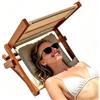 Generic Baldacchino per spiaggia, sedia pieghevole con struttura in legno, con cuscino elastico, parasole per il corpo, per abbronzatura all'aperto, piscina, , giardino, uomini, donne, papà