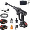 MUMIK Idropulitrice a Batteria, Idropulitrice Portatile da 60 Bar con 2*4.0Ah Batterie (IPX7), Ugello 6-in-1, Tubo 8,5M, Regolabile 3 Livelli Idropulitrice Professionale per Pulizia di Auto Giardino