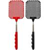 xianshi Scacciamosche estensibile, stabile, con manico in acciaio inox, protezione contro insetti, mosche, zanzare, vespe (nero, rosso)