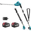 SEESII Tagliasiepi a Batteria Telescopico, Lama a Doppia Azione Macchine da 40 cm, Polo Telescopico Staccabile, 2 Batterie da 4.0Ah, Potente Troncatore per Potatura Alberi e Arbusti