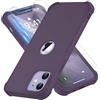 ORETECH Cover Compatibile con iPhone 12 Mini 5,4'',Custodia iPhone 12 Mini con [2 x Pellicola Protettiva Vetro Temperato] Antiurto Protettiva Sottile Hard PC Soft Silicone iPhone 12 Mini -Viola Scuro