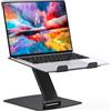 Glangeh Supporto PC Portatile, Porta PC Pieghevole, Ergonomico Laptop Stand con 8 Livelli Regolabile Altezza, Alluminio Ventilato Porta Computer Compatibile con MacBook Air Pro, 10-16'', Nero
