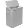 Relaxdays Cesto portabiancheria Relaxdays con coperchio, bambù, 100 l, 2 scomparti, HxLxP 63 x 52 x 32 cm, per bagno, grigio