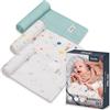 Lionelo Bamboo Set 3 Pezzi Mussole per neonato 70x70 cm in cotone bambù 100% naturale, Sicure dal primo giorno di vita, Antibatteriche Antimicotiche Ipoallergeniche Morbide Fasciatoio odori resistenti