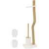 Relaxdays Piantana Portarotolo e Portascopino da Bagno, Rotolo Carta Igienica, HLP: 78,5x23x18 cm