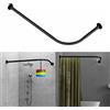 Tanxih Bastone per tenda da doccia angolare regolabile a forma di L, nero, estensibile in acciaio inox 304, 70-100 cm x 120-165 cm, installazione senza trapano, per vasca da bagno ad angolo con ganci