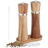Relaxdays Macina Sale e Pepe, Set da 2 Tritaspezie, Macinino in Ceramica, Legno di Acacia e Acciaio, Marrone Argentato