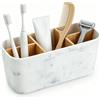 Romon Porta Spazzolino Elettrico con Scomparti in Legno, Particiones Porta Portaspazzolino con Motivo Marmo, 5 Compartimenti Regolabile, Organizer Bagno per Oficina Sala Estar Cocina, 21×9×10CM