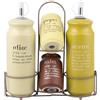 Villa d'Este Home Tivoli 1996 Set Olio, aceto, Sale e Pepe in gres, Stand in Acciaio Inox, Victionary Greenery