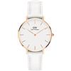 Daniel Wellington Orologio da polso Petite Bondi, cinturino in pelle bianca italiana, Oro rosa, guscio d'uovo, 32mm