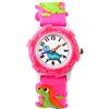 ele ELEOPTION Orologio per bambini Impermeabile 3D Simpatico cartone animato Quadrante rotondo Orologio da polso in gomma siliconica Regalo per bambine， Dinosauro, Rose