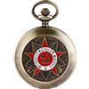 Tiong Orologio da taschino da uomo, vintage, steampunk, al quarzo, analogico, con catena, regalo per bomboniere, compleanno, festa del papà, Pentacolo falce, Vintage
