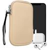 kwmobile Custodia in Neoprene con Zip per Smartphone M - 5,5 - Astuccio Portacellulare a Sacchetto con Cerniera - Borsa in crema