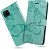 DENDICO Cover per Huawei P40 Lite/Nova 6 SE, Portafoglio Custodia in PU Pelle per Huawei P40 Lite/Nova 6 SE, Antiurto Cover a Libro con Slot per Carte, Verde
