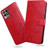 DENDICO Cover per Oppo Realme 8i, Portafoglio Custodia in PU Pelle per Oppo Realme 8i, Antiurto Cover a Libro con Slot per Carte, Rosso