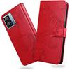 DENDICO Cover per Oppo A57S 4G/ Oppo A77 5G / Oppo A57 4G, Portafoglio Custodia in PU Pelle per Oppo A57S 4G/ Oppo A77 5G / Oppo A57 4G, Antiurto Cover a Libro con Slot per Carte, Rosso