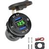 Vothen QC 3.0 Presa USB per Auto Doppio in Alluminio, 12V/24V Adattatore Impermeabile con Interruttore On/Off Voltmetro LED per Veicoli Auto Barca Moto SUV Camion